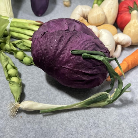 Faux Silk Vegetable Lot with Wicker Metal Basket Centerpiece Farmhouse Playhouse - Picture 7 of 16